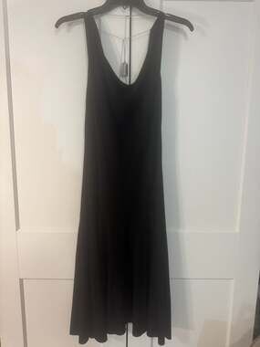 Paola Frani Black Sleeveless Dress with Rhinestone Razor Blade Back Detail Size